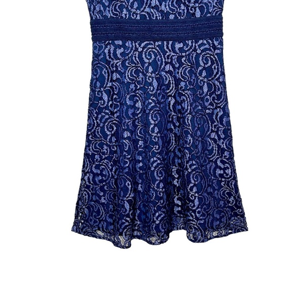 RACHEL Rachel Roy Dress Lined Cap sleeves Lace Gold zip Navy/light blue Size 4 - Picture 4 of 12